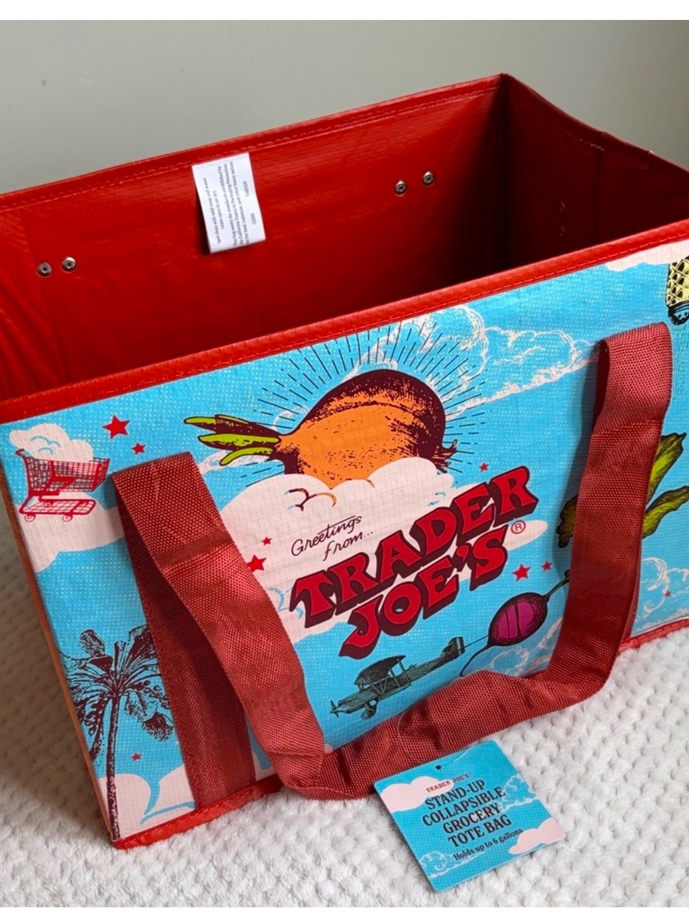 Trader Joe's Red & Blue Reusable Tote Bag